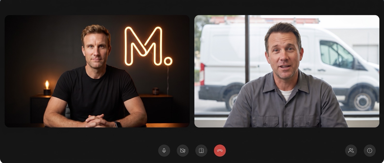 Video call between the founder and an HVAC owner